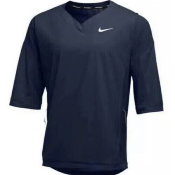 Nike Baseball Batting Jacket Mens Medium Navy Blue V Neck 897383-419 MLB Warm Up - Picture 1 of 6